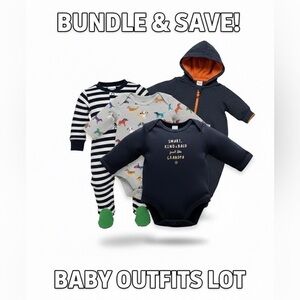 Carter’s Baby Unisex Newborn NB Long Sleeve Bodysuit Bundle 4 Piece Set